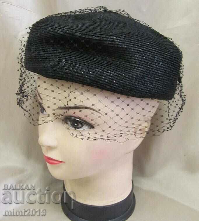 30's Antique Ladies Hat Black - 5