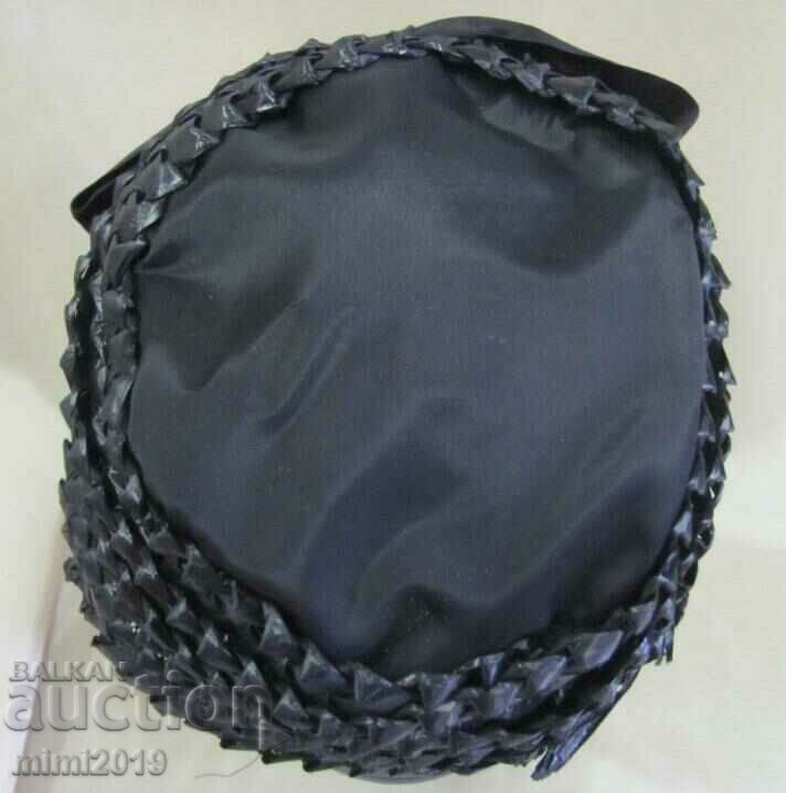 30's Antique Ladies Hat Black - 5