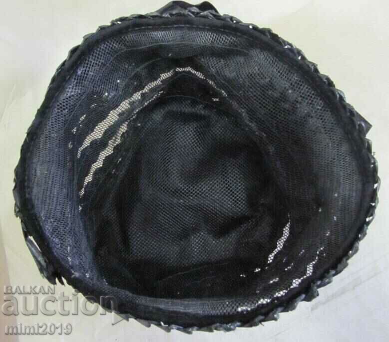 30's Antique Ladies Hat Black - 6