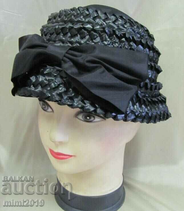 30's Antique Ladies Hat Black - 7