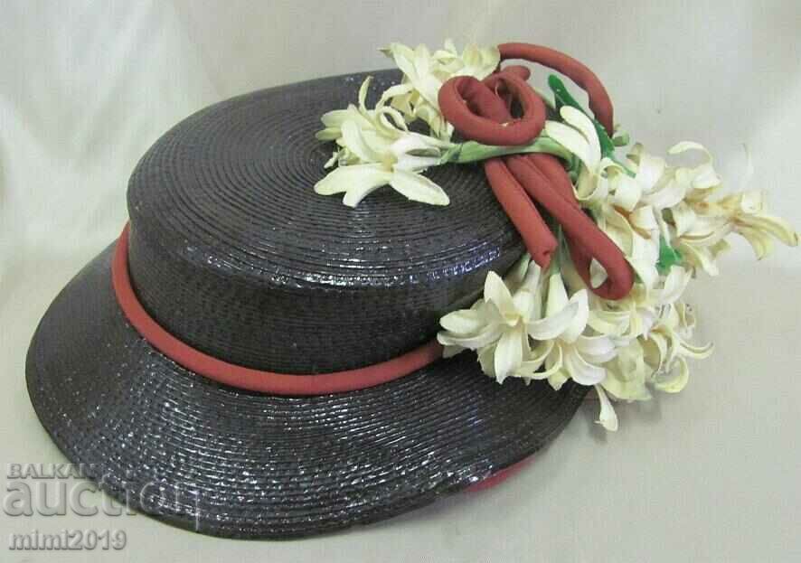 Auction  30's Antique Ladies Hat Black