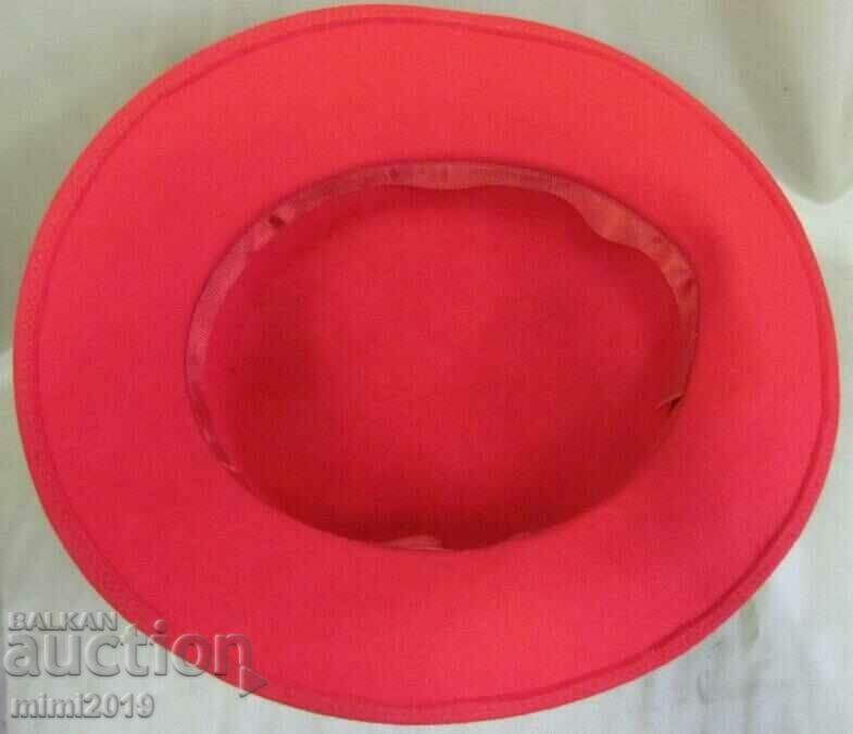 50's Antique Women's Hat Red Felt - 5 50's Antique Women's Hat Red Felt - 5
