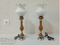 Комплект от две старинни дървени лампи - лампа