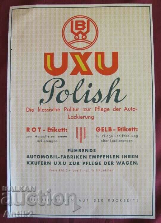 Auction 40's Advertising Poster - Glue UXU Germany Auction 40's Advertising Poster - Glue UXU Germany