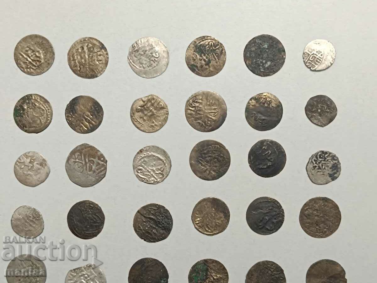 Лот Османски  не пробити сребърни  ахчета - акчета 40 бр с цена 349.00 лв. | € 178.44