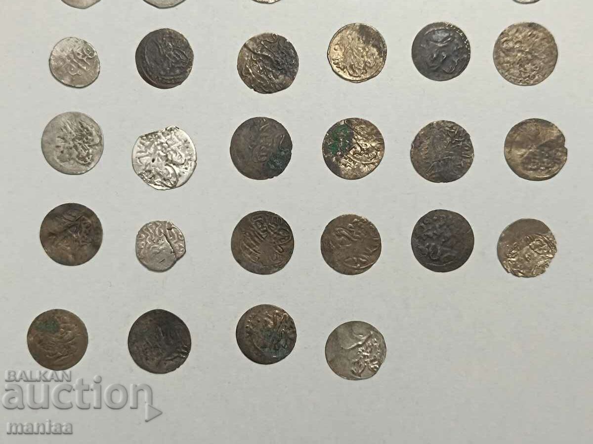 Аукцион Лот Османски  не пробити сребърни  ахчета - акчета 40 бр