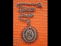 Antique silver medallion, necklace, filigree necklace.