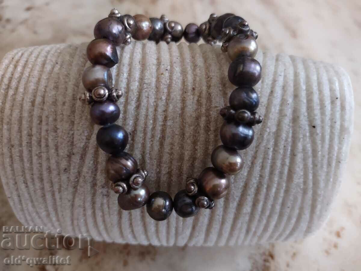 Bracelet, Natural pearls - brown bronze and gray shades with price 97.00 BGN | € 49.60 Bracelet, Natural pearls - brown bronze and gray shades with price 97.00 BGN | € 49.60