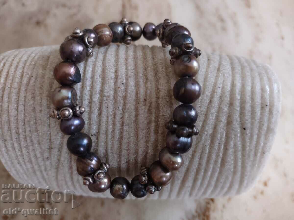 Auction Bracelet, Natural pearls - brown bronze and gray shades Auction Bracelet, Natural pearls - brown bronze and gray shades