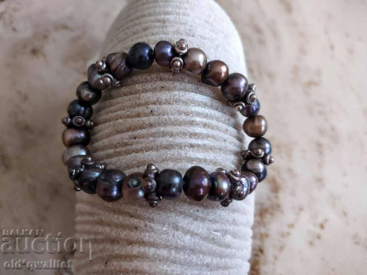 Bracelet, Natural pearls - brown bronze and gray shades - 5 Bracelet, Natural pearls - brown bronze and gray shades - 5