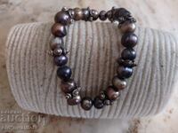 Bracelet, Natural pearls - brown bronze and gray shades