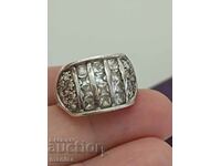 Красив сребърен маркиран пръстен обсипан с камъни #ДК