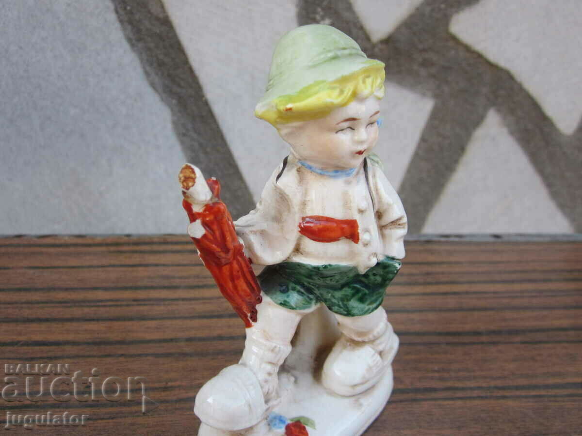 Auction old porcelain figure statuette boy marked FOREIGN Auction old porcelain figure statuette boy marked FOREIGN