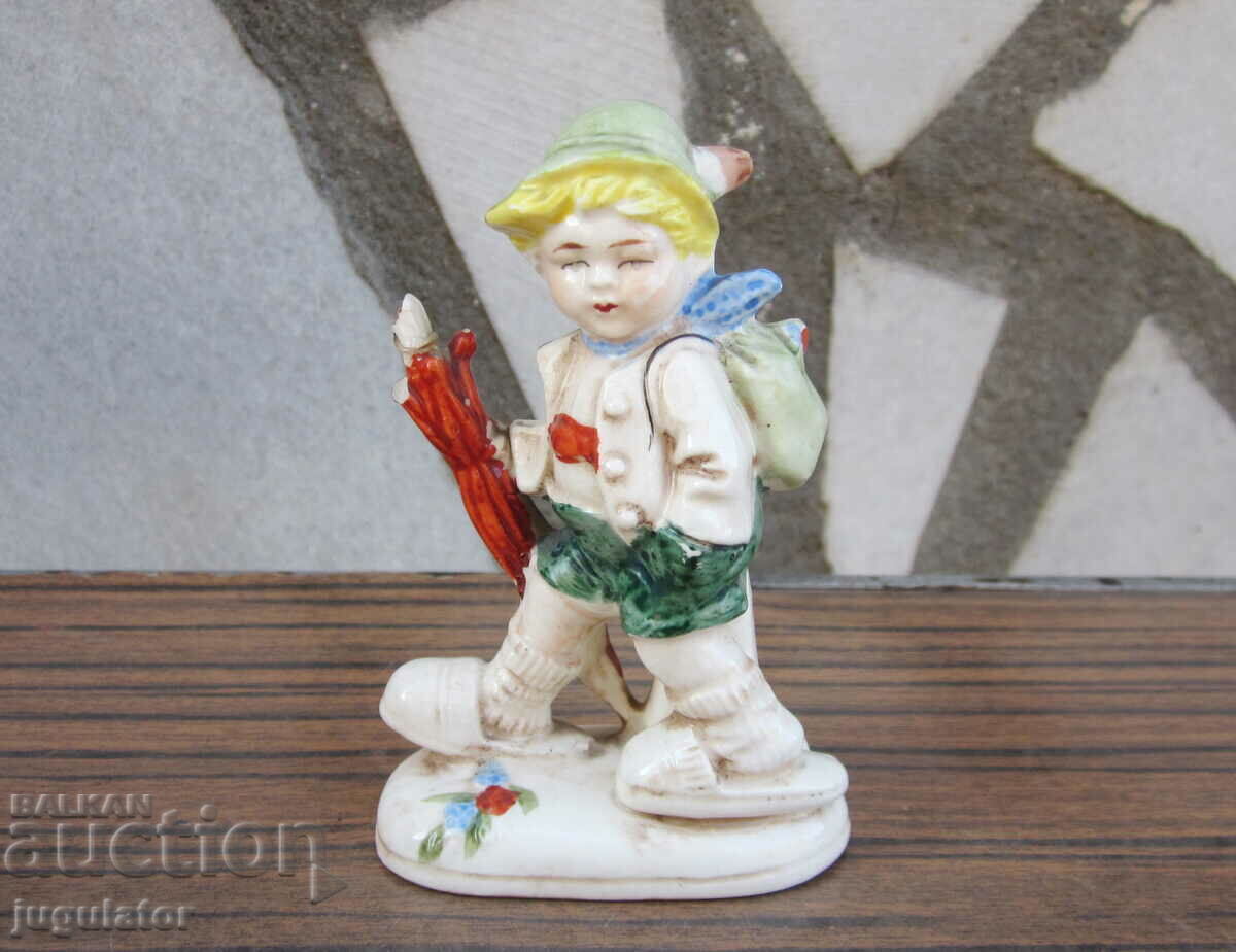 old porcelain figure statuette boy marked FOREIGN