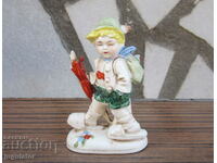 old porcelain figure statuette boy marked FOREIGN