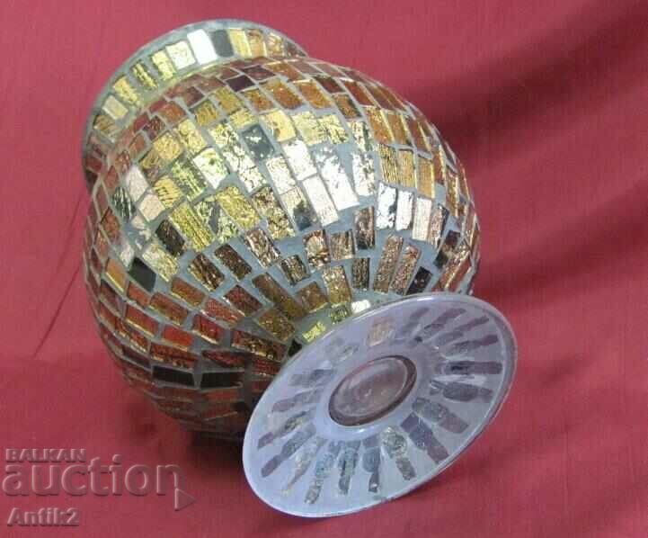 30s Art Deco Glass Vase Gilt - 6 30s Art Deco Glass Vase Gilt - 6