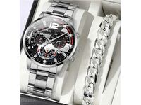 Men's quartz watch with stainless steel bracelet
