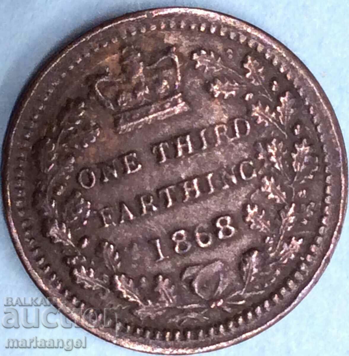 Great Britain 1/3 Farthing 1868 Victoria - Rare