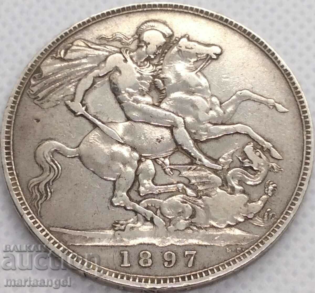 Great Britain 1 crown 1897 Victoria 28g 38mm silver