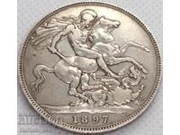 Великобритания 1 крона 1897 Виктория 28г 38мм сребро