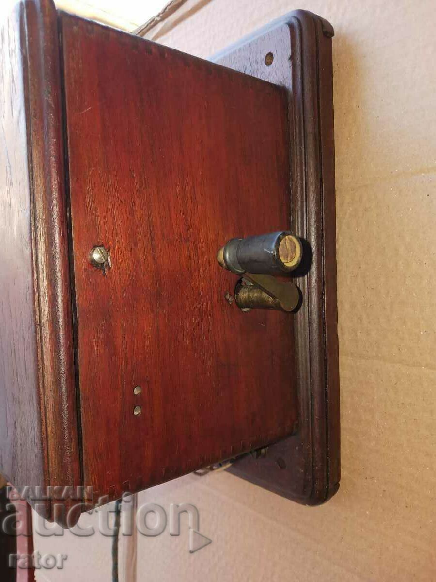 Auction 100 year old French wooden wall telephone. RARE Auction 100 year old French wooden wall telephone. RARE
