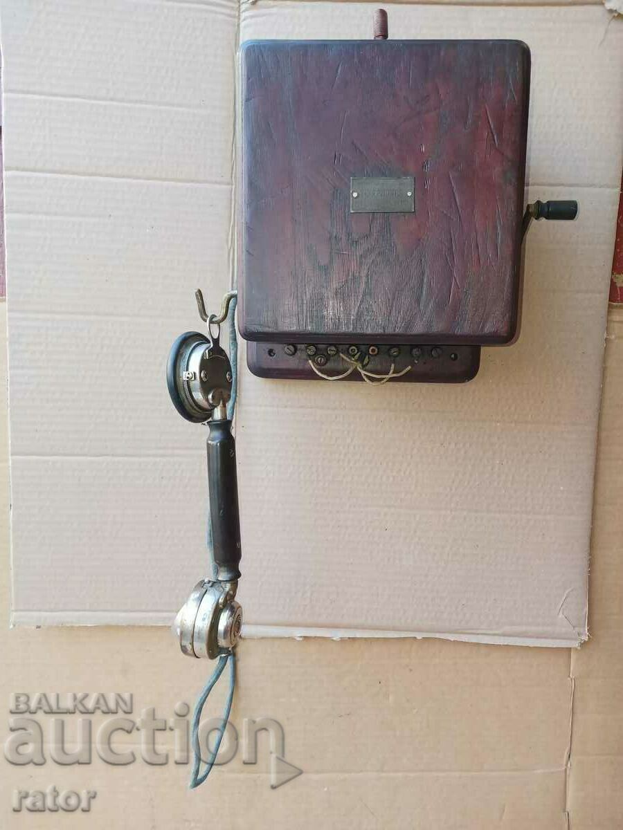 100 year old French wooden wall telephone. RARE