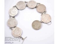 Antique silver coin bracelet 34.5 g