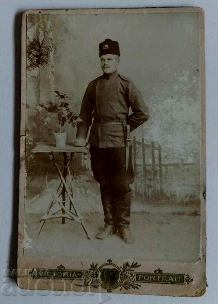 LATE 19TH CENTURY SOLDIER STICK AWARD MILITARY PHOTO CARDBOARD