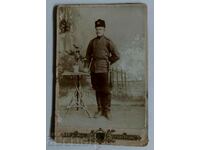 LATE 19TH CENTURY SOLDIER STICK AWARD MILITARY PHOTO CARDBOARD