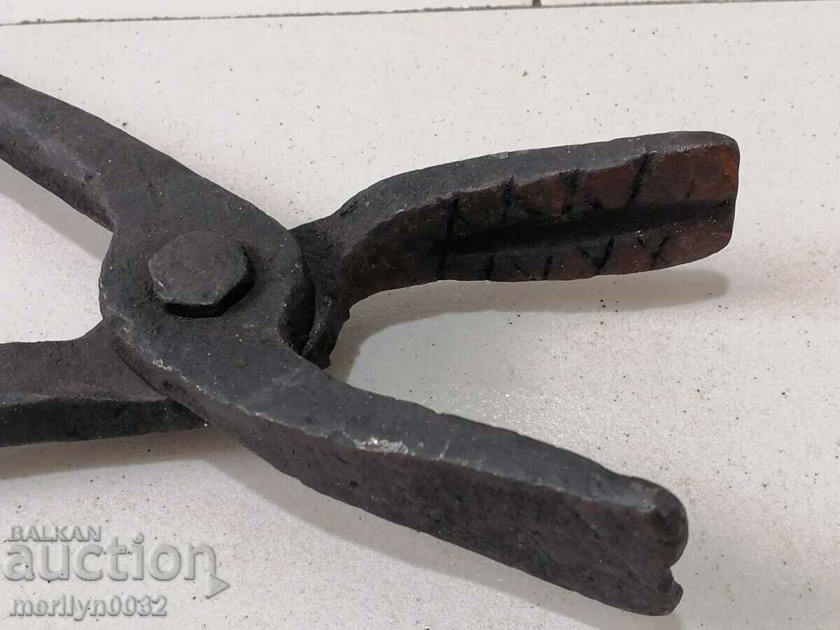 Old blacksmith's tongs, wrought iron, tool with price 45.00 BGN | € 23.01 Old blacksmith's tongs, wrought iron, tool with price 45.00 BGN | € 23.01