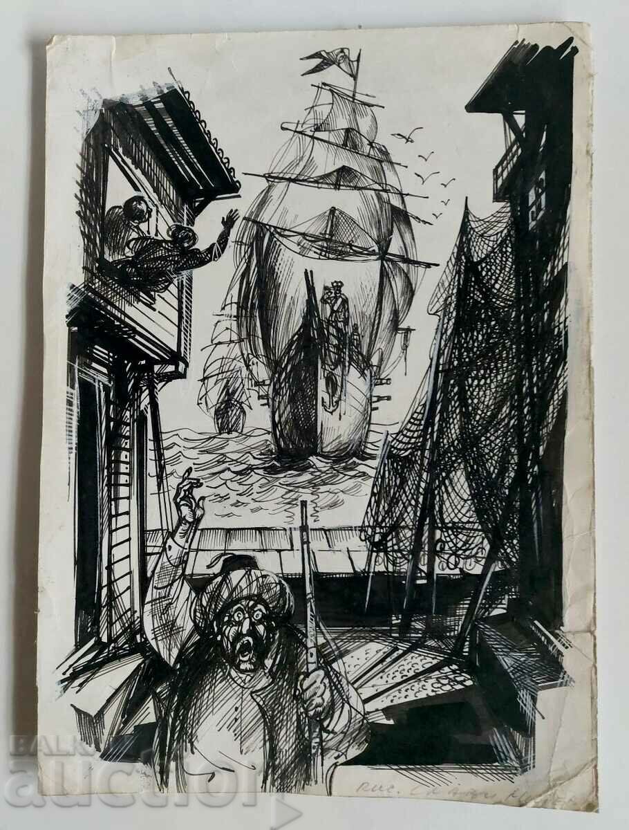 PIRATE SHIP OLD PICTURE DRAWING