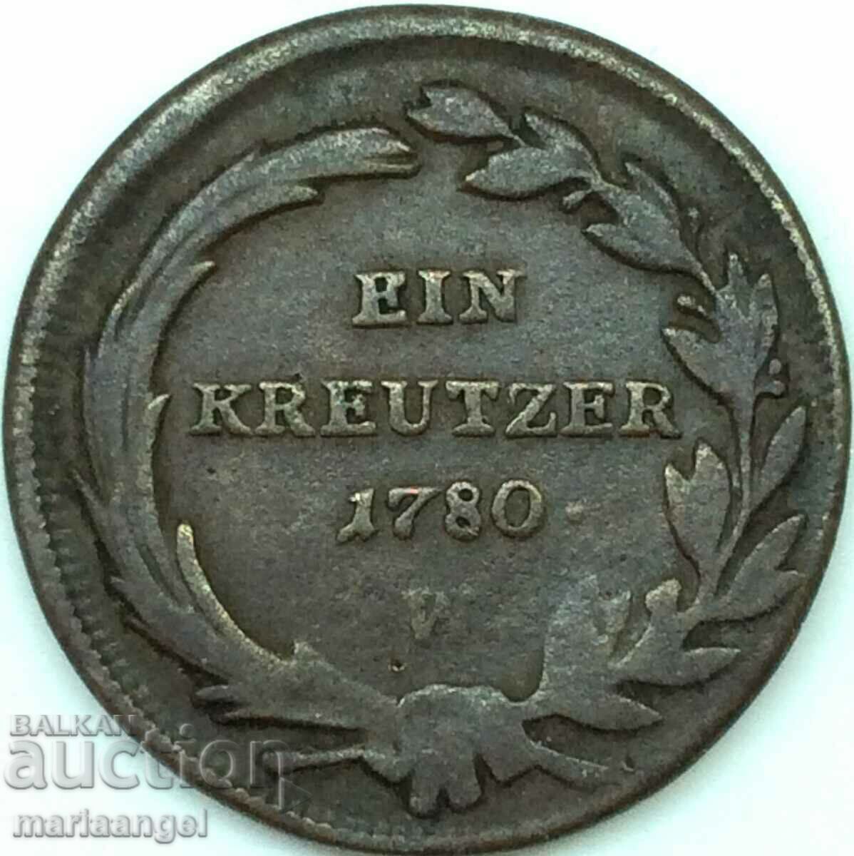 1 Kreuzer 1780 Austria V - Viena Maria Tereza (1740-1780)