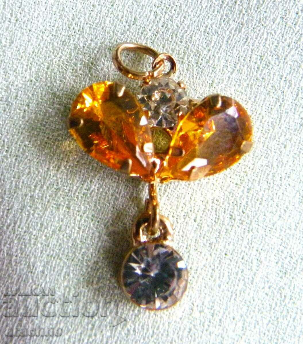 Bohemia Gold Plated Silver Locket with Uranium Glass - 6 Bohemia Gold Plated Silver Locket with Uranium Glass - 6