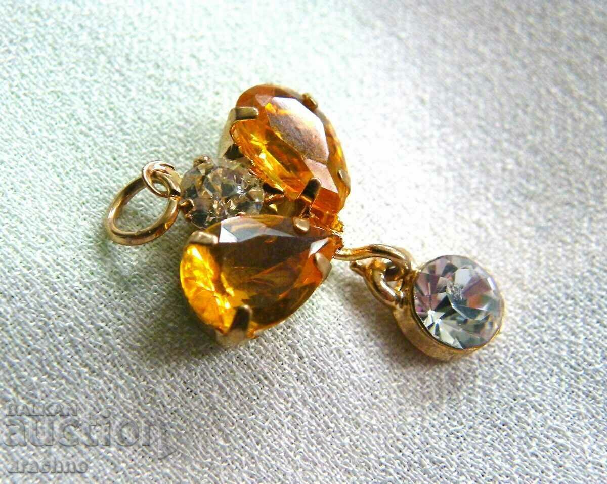 Бохемия позлатен сребърен медальон с ураново стъкло - 7 Бохемия позлатен сребърен медальон с ураново стъкло - 7