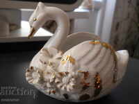 collectible porcelain jewelry box - swan