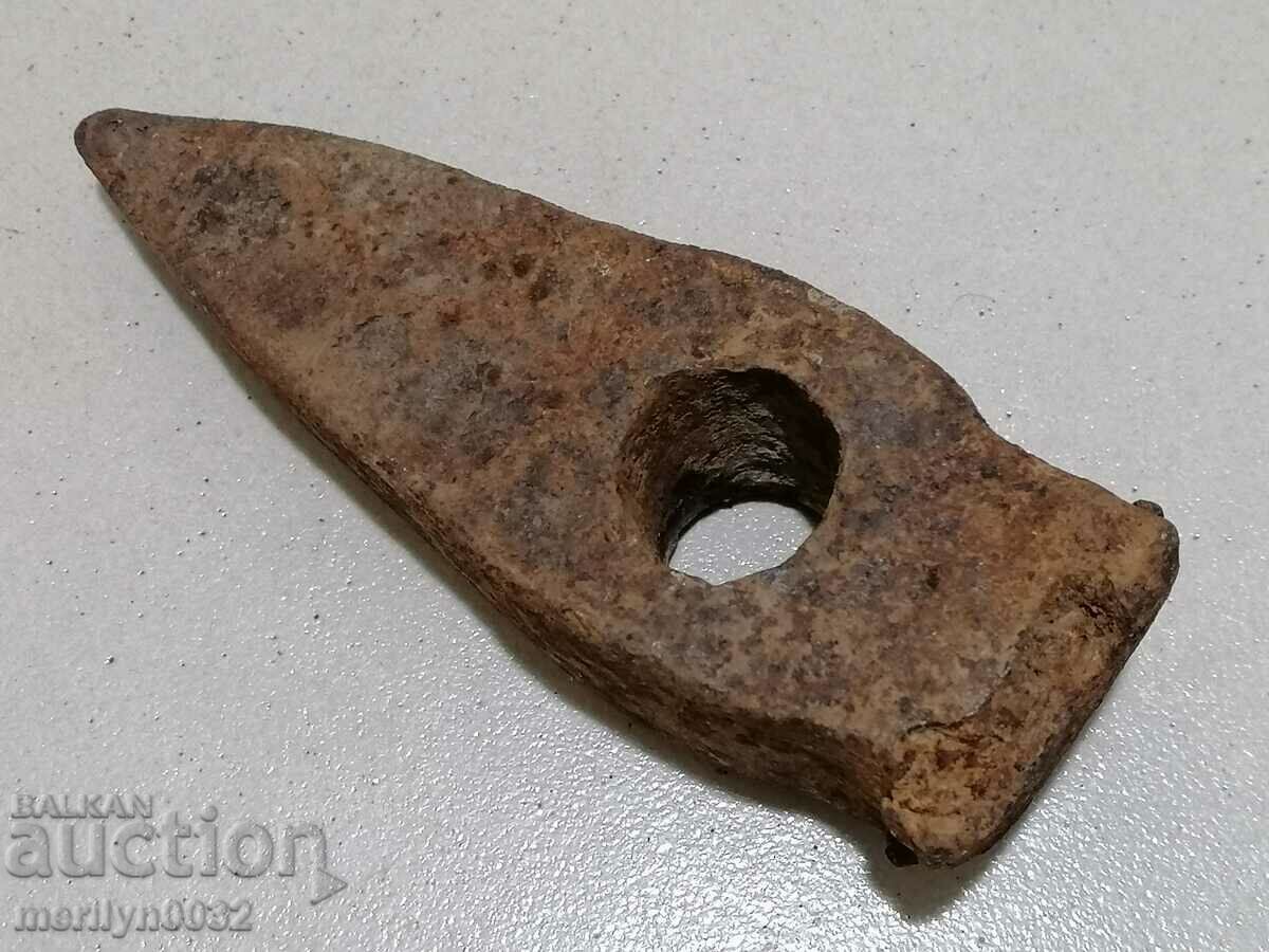 Very old wrought iron chipped stone hammer with price 49.00 BGN | € 25.05 Very old wrought iron chipped stone hammer with price 49.00 BGN | € 25.05