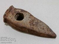 Very old wrought iron chipped stone hammer