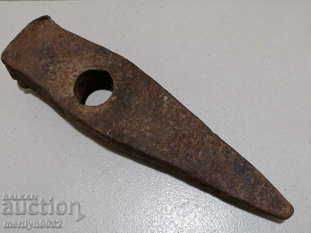 Very old wrought iron chipped stone hammer with price 49.00 BGN | € 25.05 Very old wrought iron chipped stone hammer with price 49.00 BGN | € 25.05