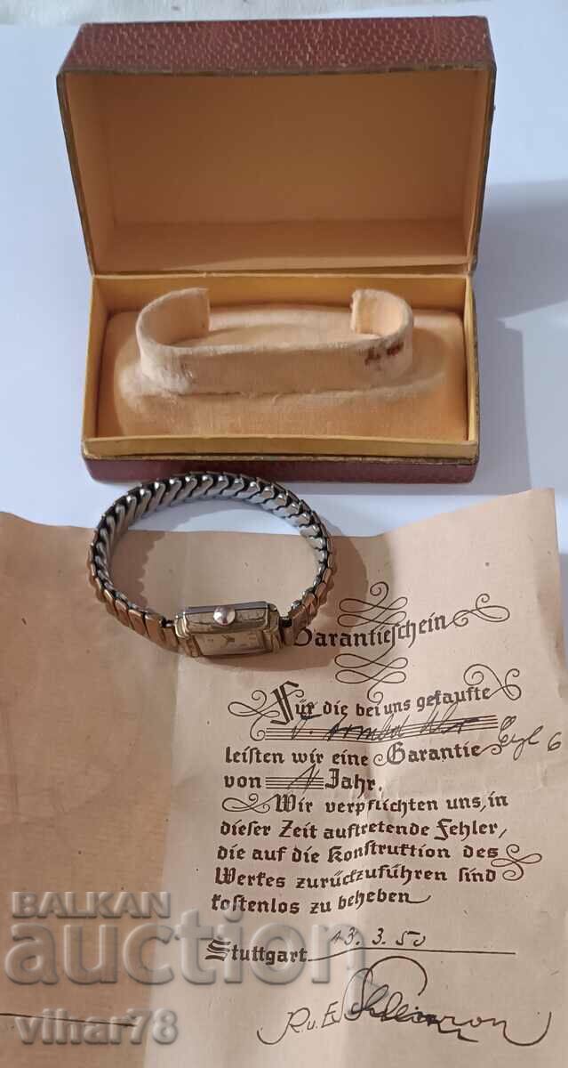 Auction  German gold plated 20 micron ladies watch with box and guarantees