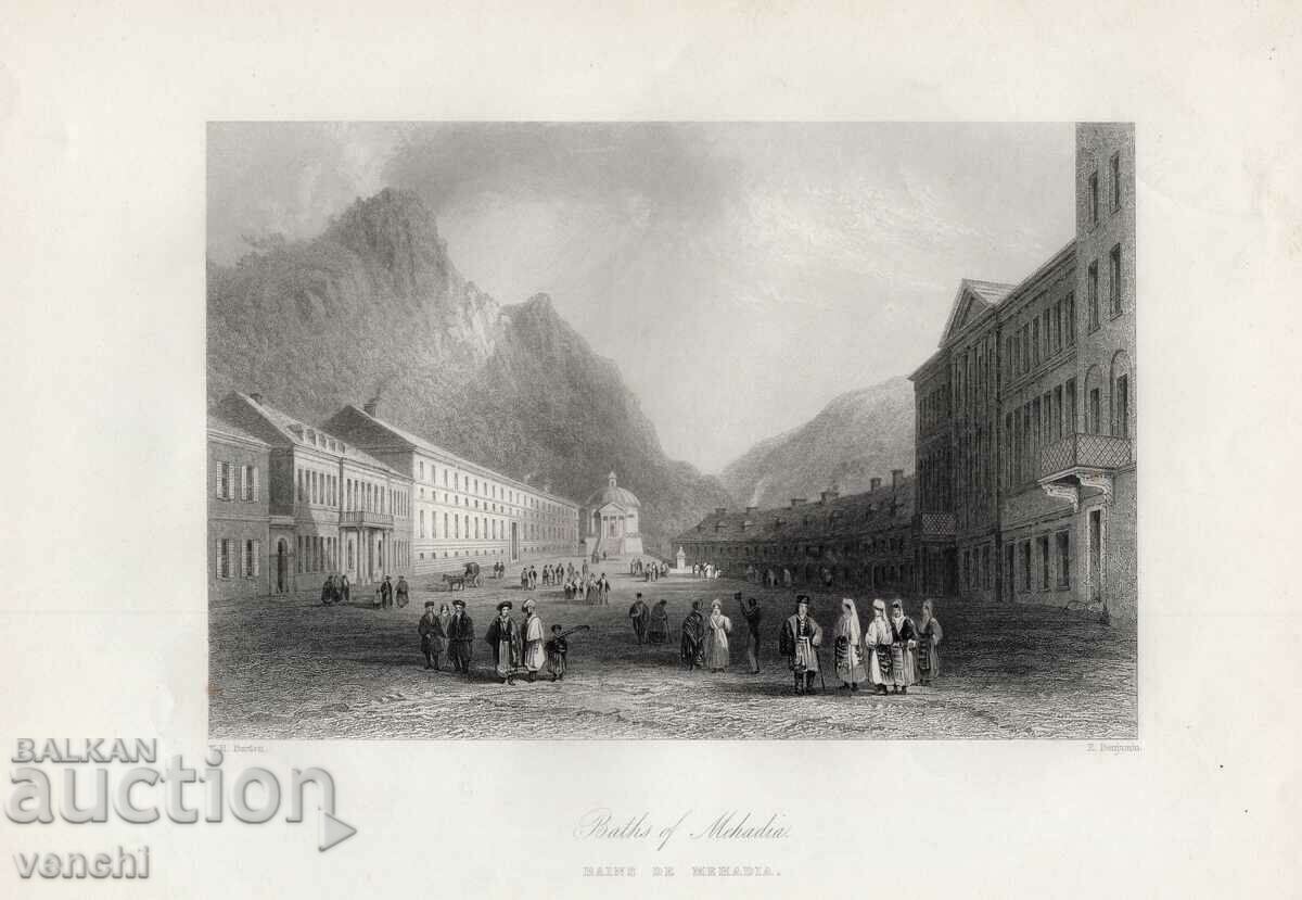 1840 - ГРАВЮРА - Баните на Мехадия - ОРИГИНАЛ
