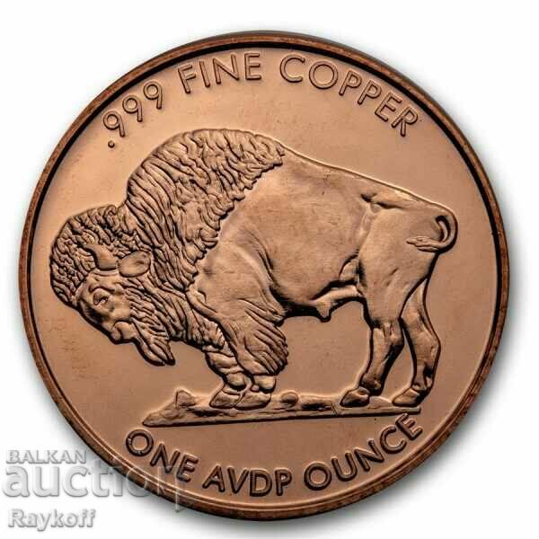 1 oz Buffalo 999 Copper round