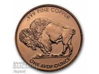 1 oz Buffalo 999 cupru rotund