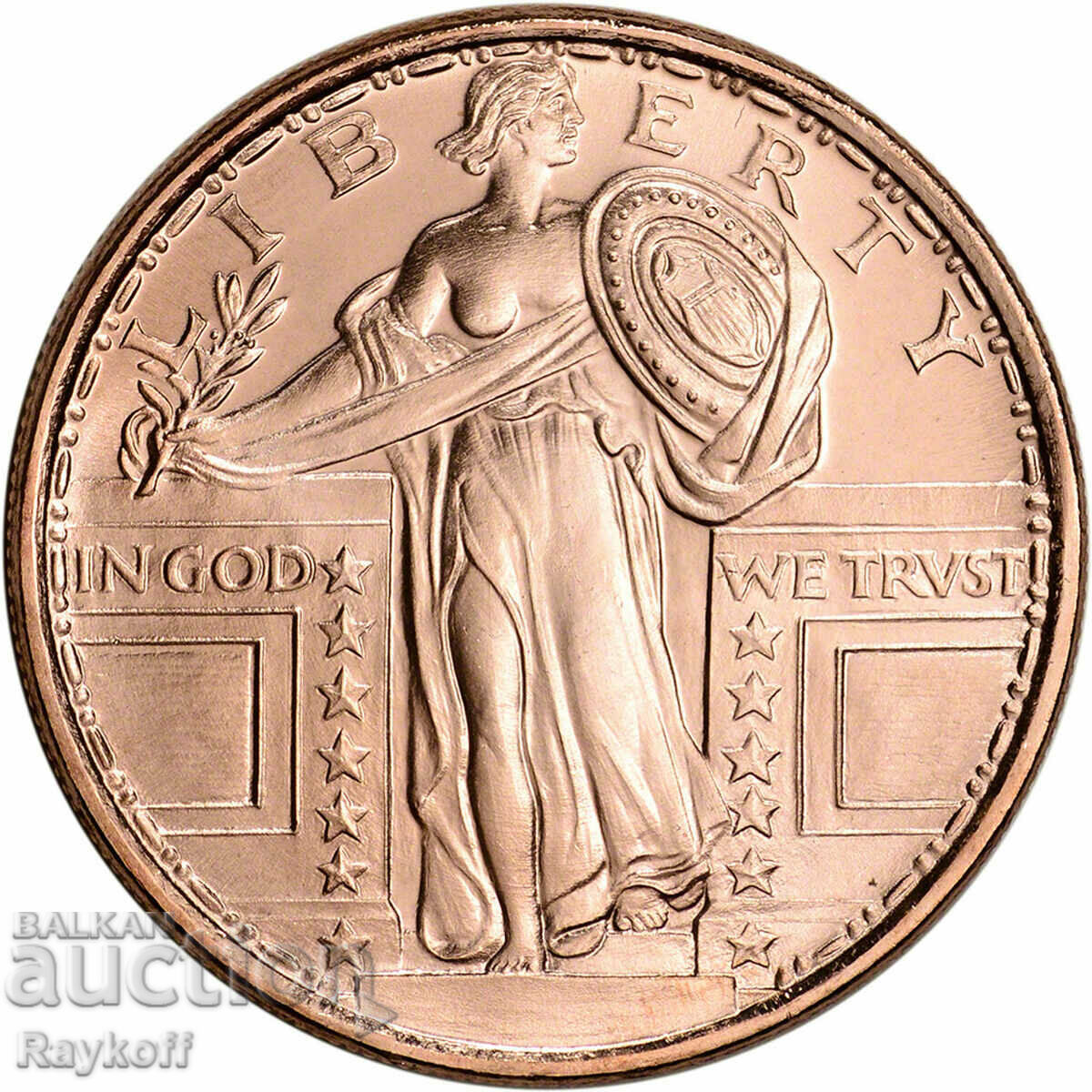 1 ουγκιά Golden State Mint Standing Liberty 999 Fine Copper Round