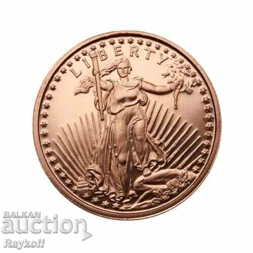 Moneda de cupru de 1 oz - St Gaudens Walking Liberty