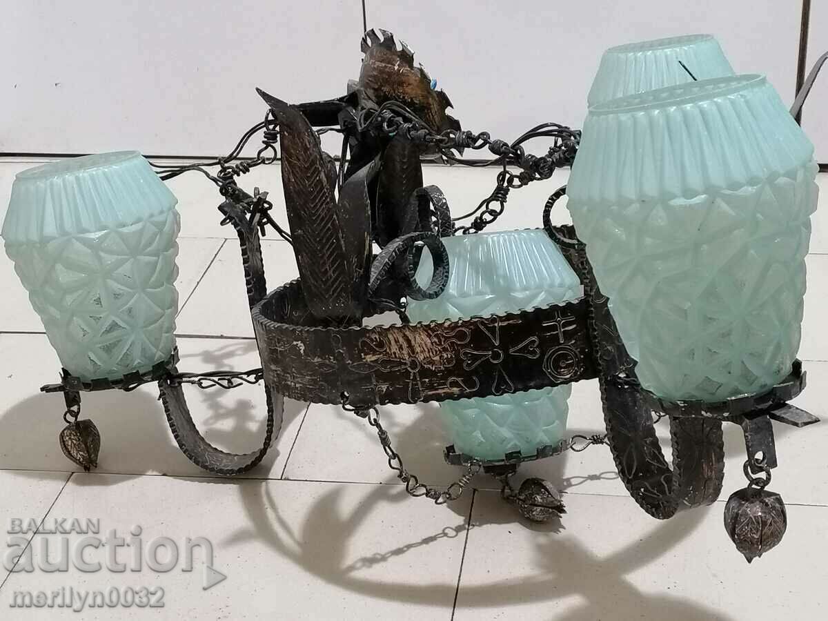 Old forged chandelier, lamp, lantern, lantern, lampshade 4 pieces with price 101.00 BGN | € 51.64