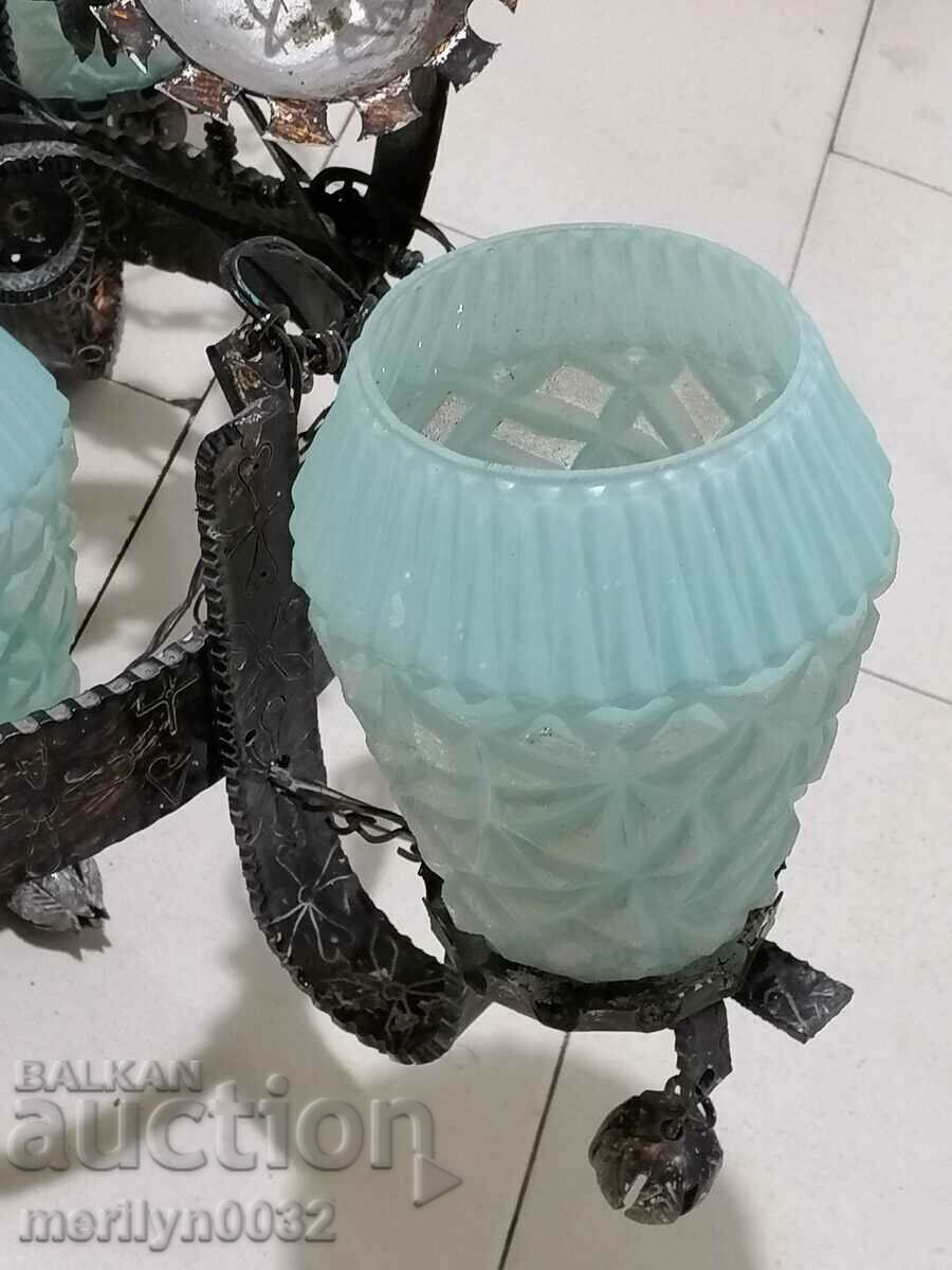 Auction  Old forged chandelier, lamp, lantern, lantern, lampshade 4 pieces