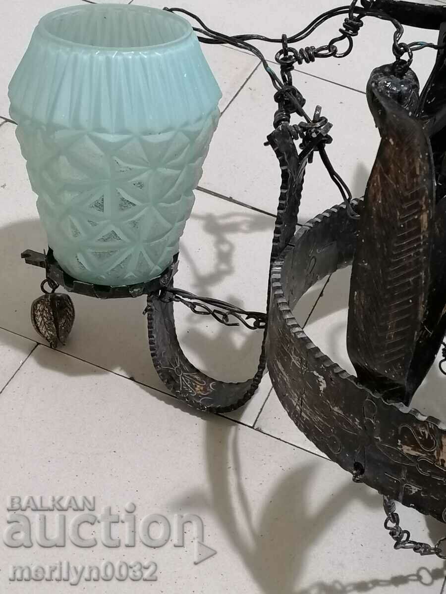 Old forged chandelier, lamp, lantern, lantern, lampshade 4 pieces - 6