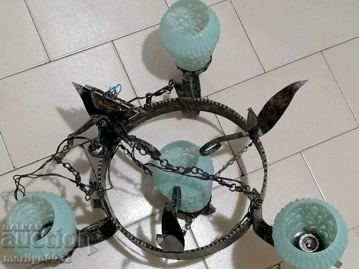 Old forged chandelier, lamp, lantern, lantern, lampshade 4 pieces - 7