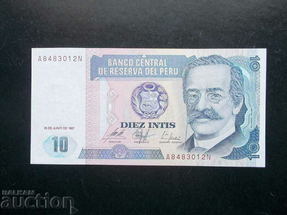 PERU , 10 inti , 1987 , UNC