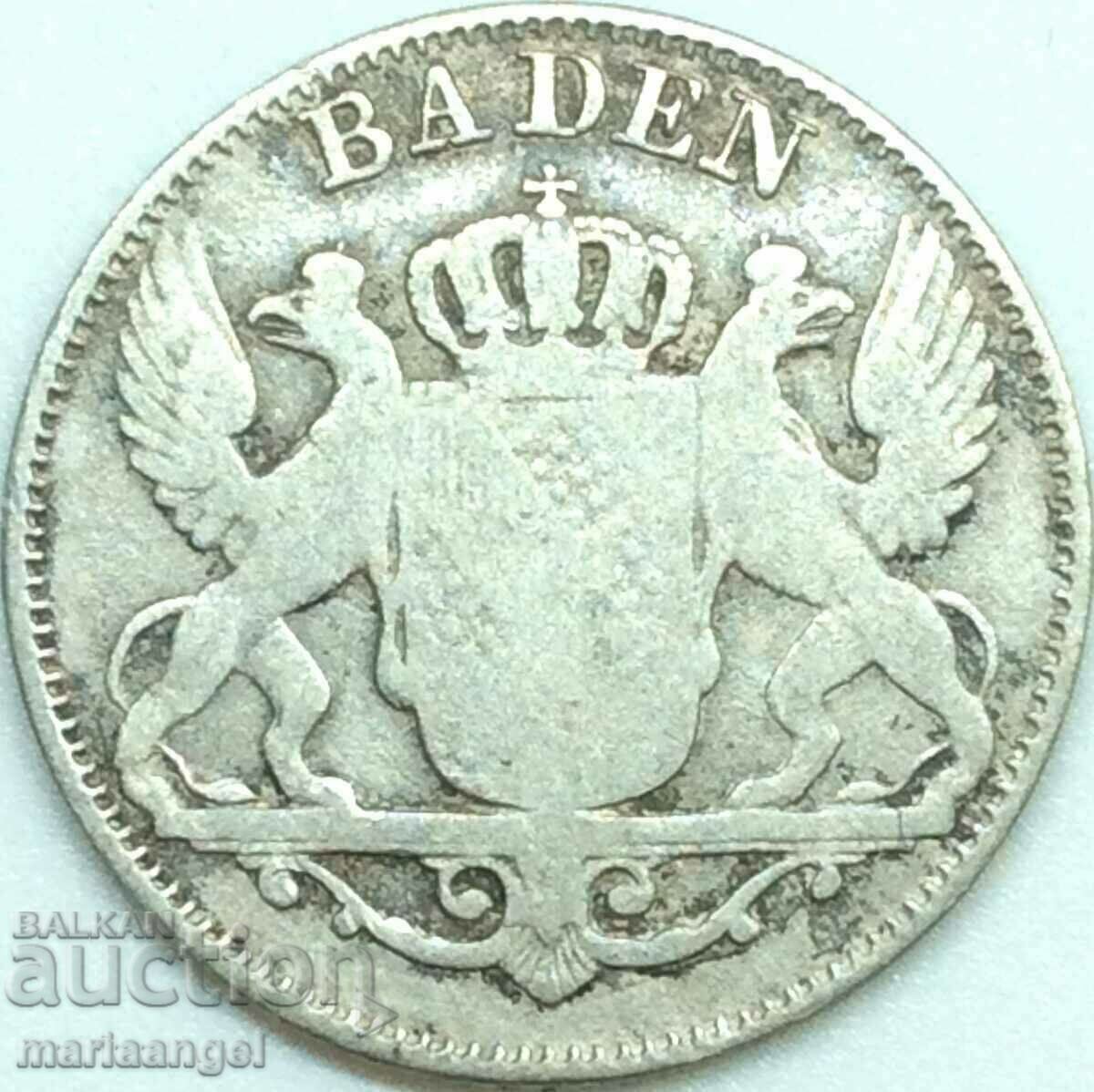 Baden 6 Kreuzer 1841 Germania argint